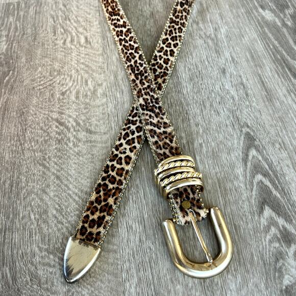 Vintage Leatherock Leopard Haircalf Belt Gold Hardware Y2K Statement Leather 90s